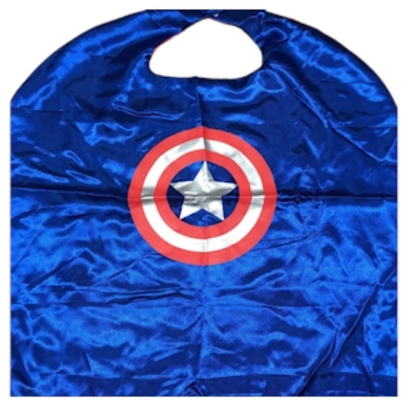 Captain America Super Hero Cape Velcro 27"x27" Reversible Costume Book Parade - Picture 1 of 6
